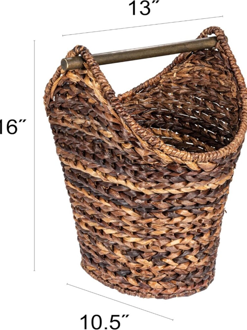 Boho Oval Braided Bankuan Bathroom Tissue/Toilet Paper Basket with Wood Handle, - Picture 3 of 8